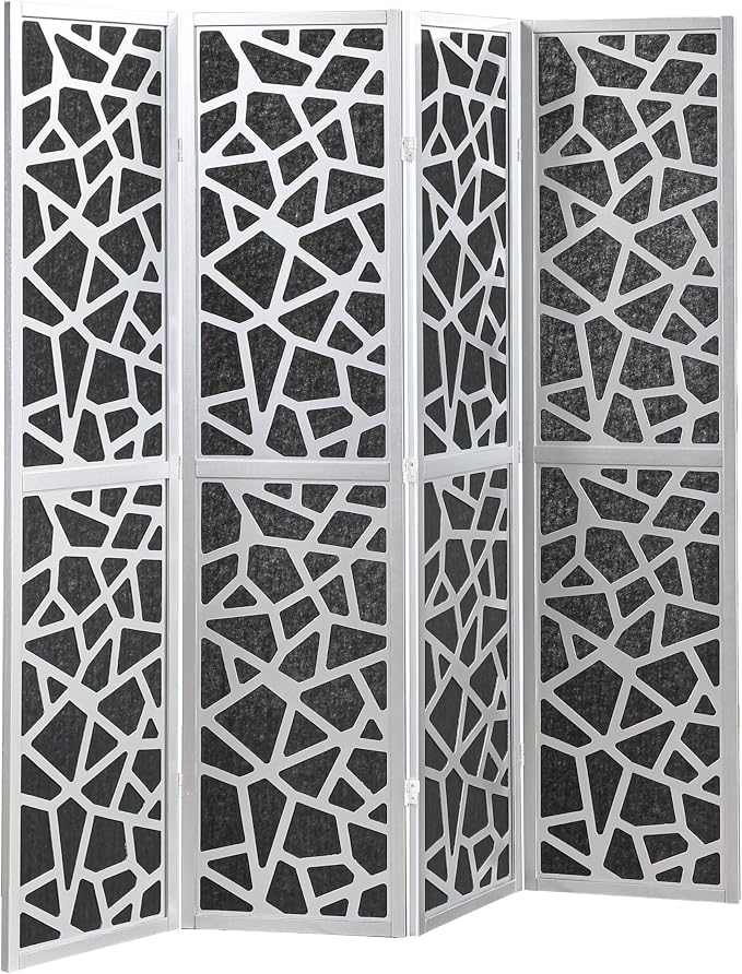 Roundhill Furniture Aurra 4-Panel Wood Room Divider, Folding Portable Partition - Image 6