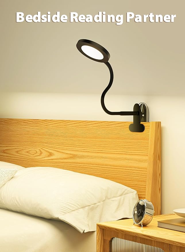 Black Clip On Reading Light, 450LM Book Light, 3 Modes Stepless Dim | CRI95 - Image 6