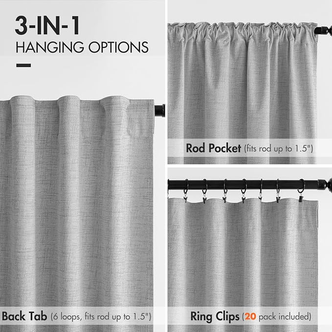 MIULEE 100% Blackout Curtains 120 inches Long, Linen Curtains & Drapes - Image 6