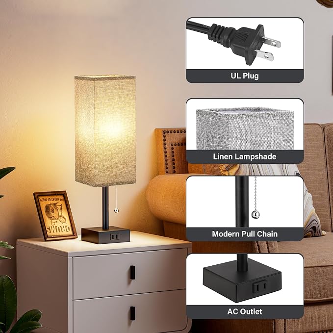 Bedside Lamp for Bedroom Set of 2 - Image 6