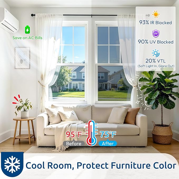 rabbitgoo Window Privacy Film One Way, 23.6" x 78.7", Heat Sun Blocking Anti UV - Image 2