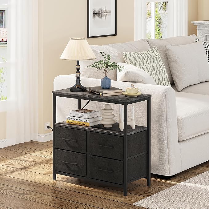 TUTOTAK Large Night Stand with Charging Station | Bedside Table with USB and - Image 2