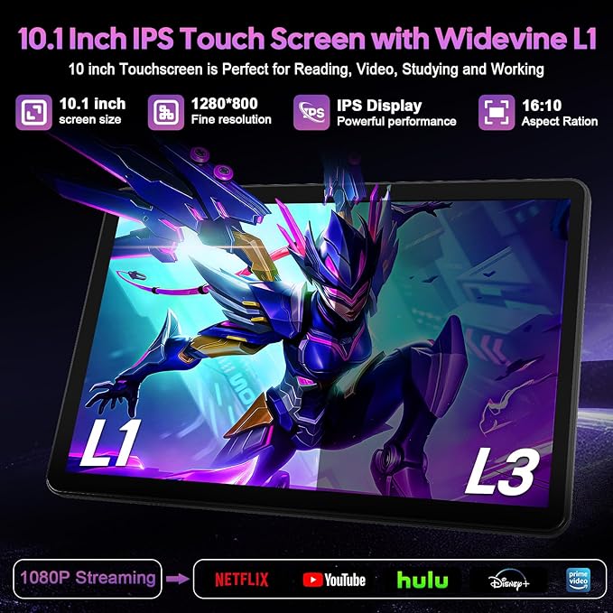 VisuPad 2026 Android 15 Tablet with Keyboard, 26GB+256GB+2TB Expand, 10 Inch 2 in 1 Tablet with Gemini AI, 8000mAh, 2.4G/5G WiFi, BT5.0, Widevine L1, Tablets Pc with Case, Mouse, Stylus (Silver Case)