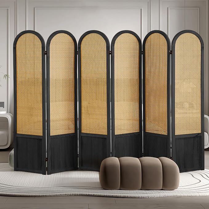 6 Panel Room Dividers and Folding Privacy Screens, Hand-Made Rattan Room Divider by ALeesing
