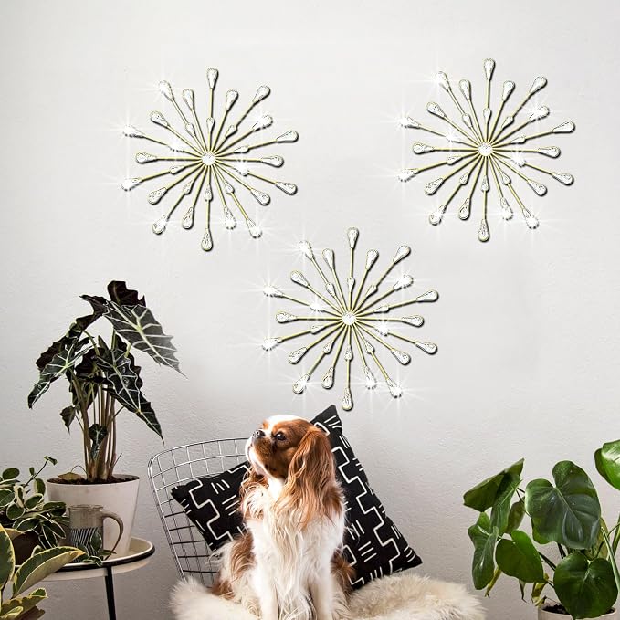 ZEXUIRU 3 Set Gold Starburst Wall Art by ZEXUIRU