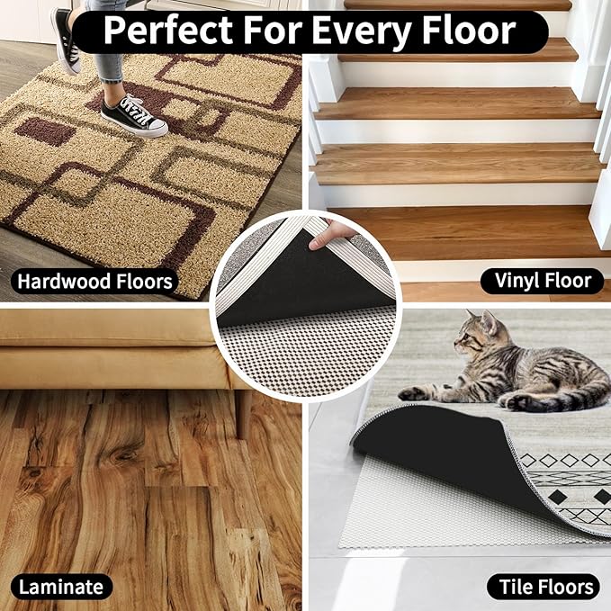 FestiCorp Non Slip Rug Pads 5x8 Ft Non Skid Rug Pad Gripper, Anti-Slip Carpet Rug Mats for Under Rugs and Hard Surface Floors