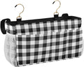 Buffalo Plaid Check Black Print Bedside Caddy Storage Bag Bedside Organizer by KOPIRIT