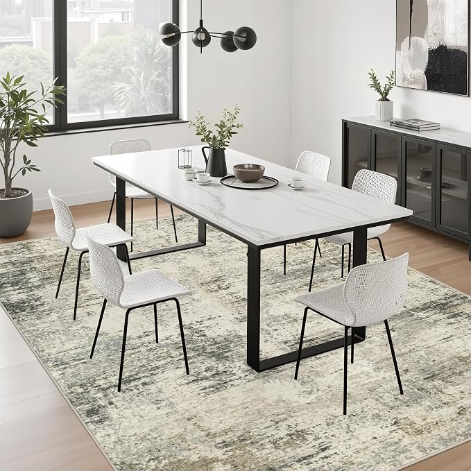 8x10 Area Rug Living Room: Modern Washable Soft Carpet Ash Brown | - Image 4