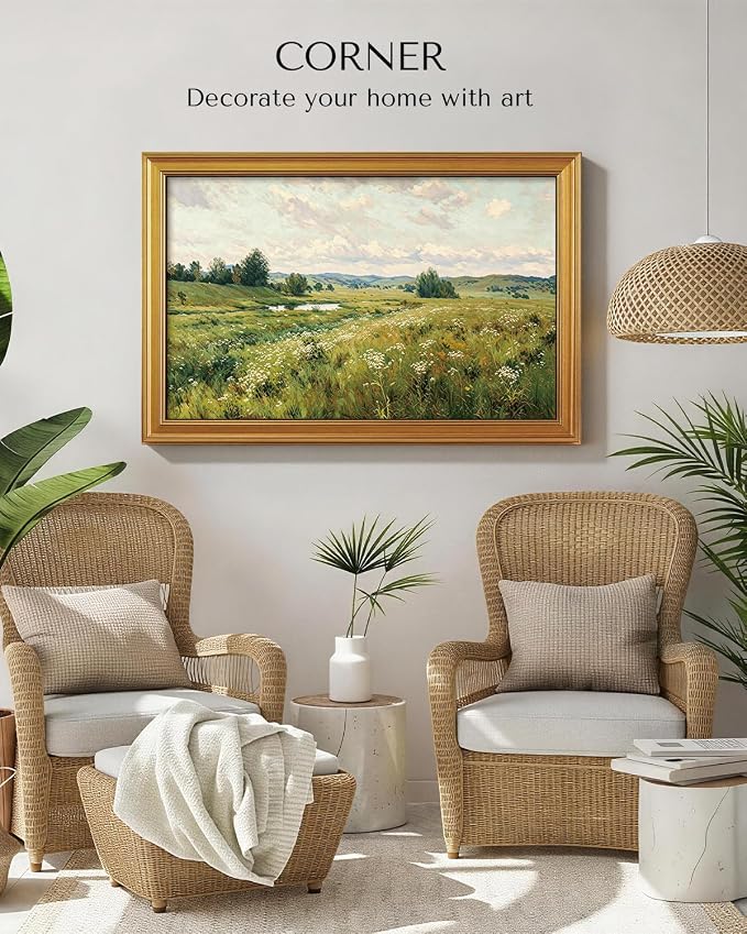 VIYYIEA Large Gold Framed Wall Art, Landscape Picture -Wind Sigh- 36" x 24" - Image 7