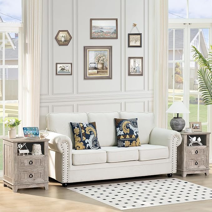 Joaxswe 18" Farmhouse Night Stand Set 2 - Image 2