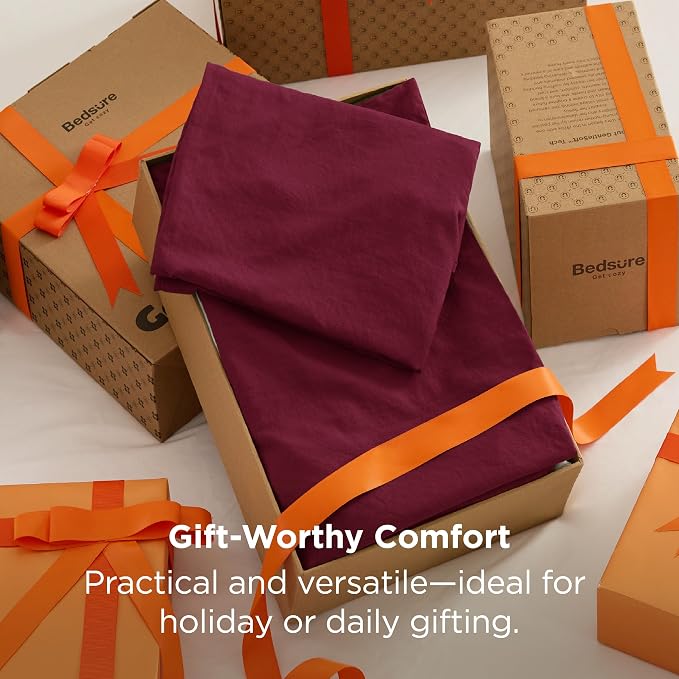 Bedsure Queen Comforter Set, Dark Red Soft Prewashed Bedding - Image 4