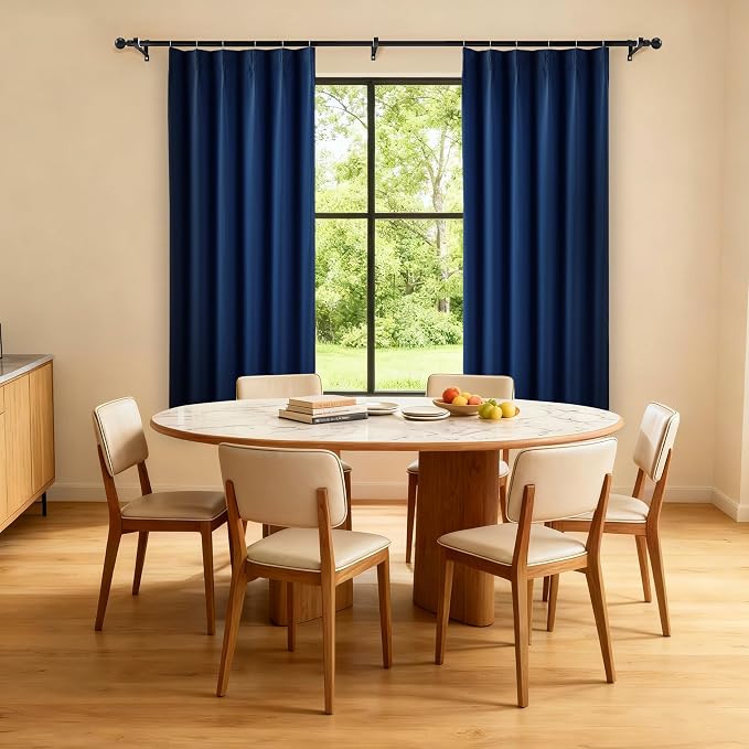 Etherealveil Navy Blue Pinch Pleated Blackout Curtains 2 Panels 40"x72" | Back - Image 4