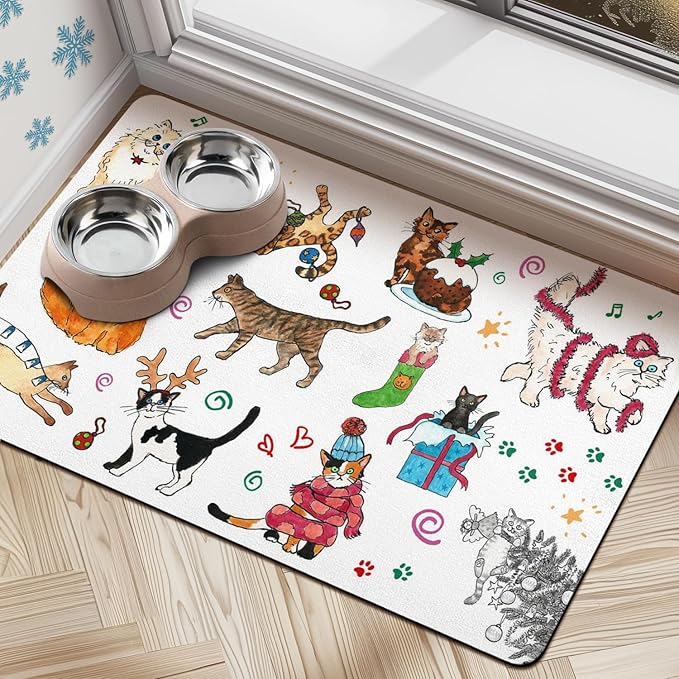 Dog Food Mats for Floors, Absorbent Dog Bowl Mats for Food and Water, Quick Dry Pet Cat Food Mat Non-Slip Pet Supplies