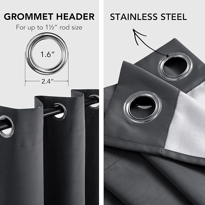 Deconovo Dark Grey Blackout Curtains - Image 5