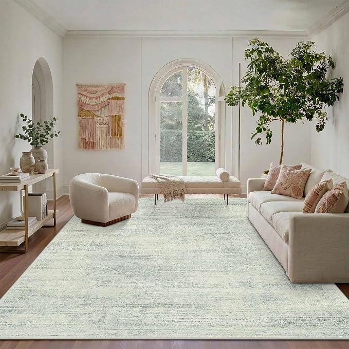 Latte&Fog 8x10 Area Rugs for Living Room Washeble Large Green Rugs Non Slip | - Image 3