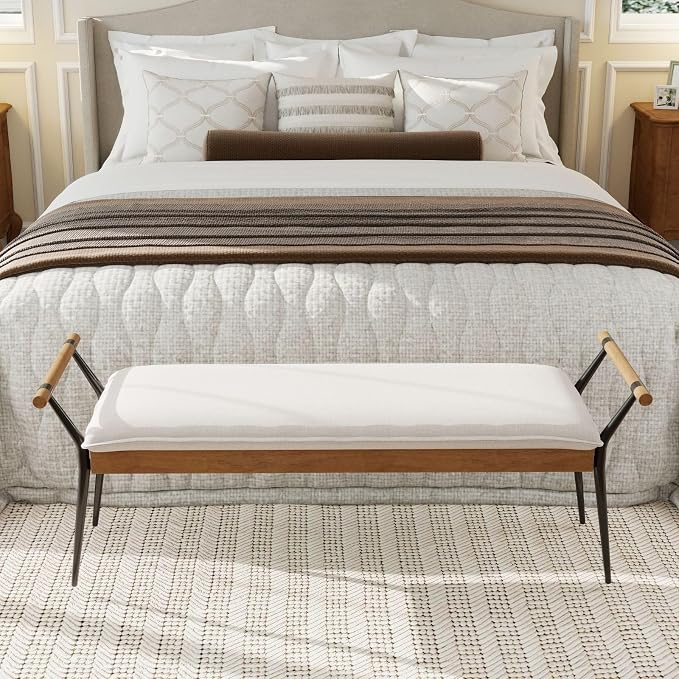 LukeAlon Modern Chenille Ottoman Bench - Image 8