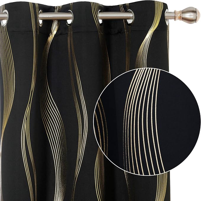 Deconovo Curtains for Living Room, Pattern Blackout Curtains 63 Inches Long | by Unknown