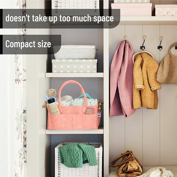 Mr. Pen- Baby Diaper Caddy Organizer, Coral | Nursery Storage Bin and Car - Image 5