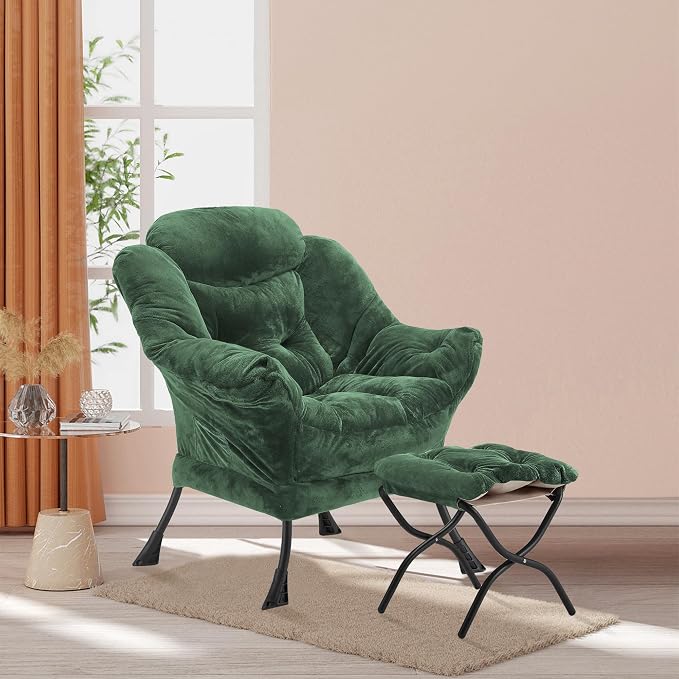 Youtanic Lazy Chair with Folding Ottoman, Accent Chair Plush Upholstered with - Image 2