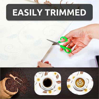 RAY STAR 18X96 Inch Shelf Liner for Kitchen Cabinets, Non-Adhesive Cabinet Liner Washable, PVC Drawer Liner for Dresser Non-Slip Bathroom (Yellow Flower)(5 Roll)