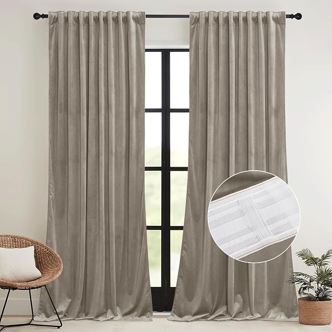 RYB HOME Velvet Curtains 108 inches Long, Extra Long High Ceiling Curtains | - Image 3
