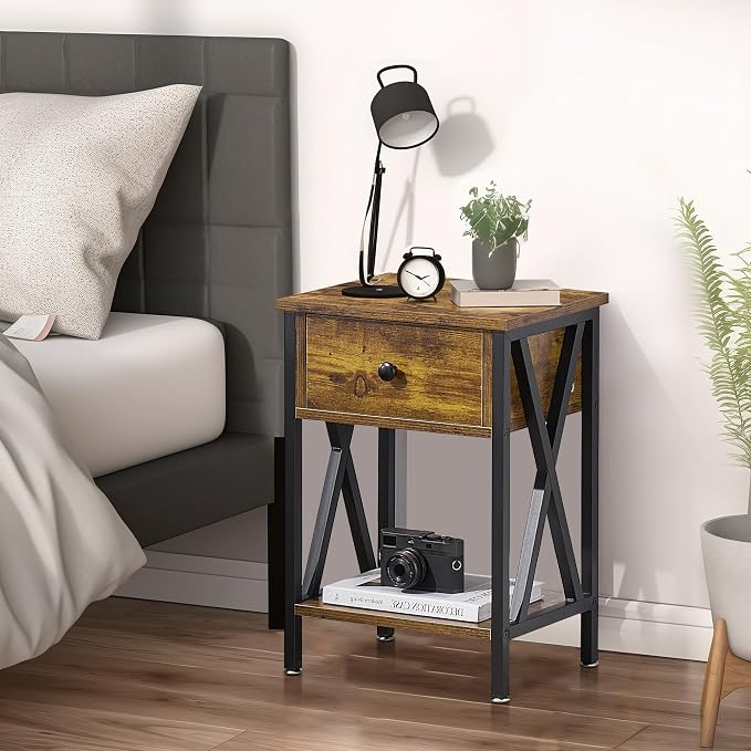 VECELO Nightstand, Modern Bedside End Table, Night Stand - Image 5