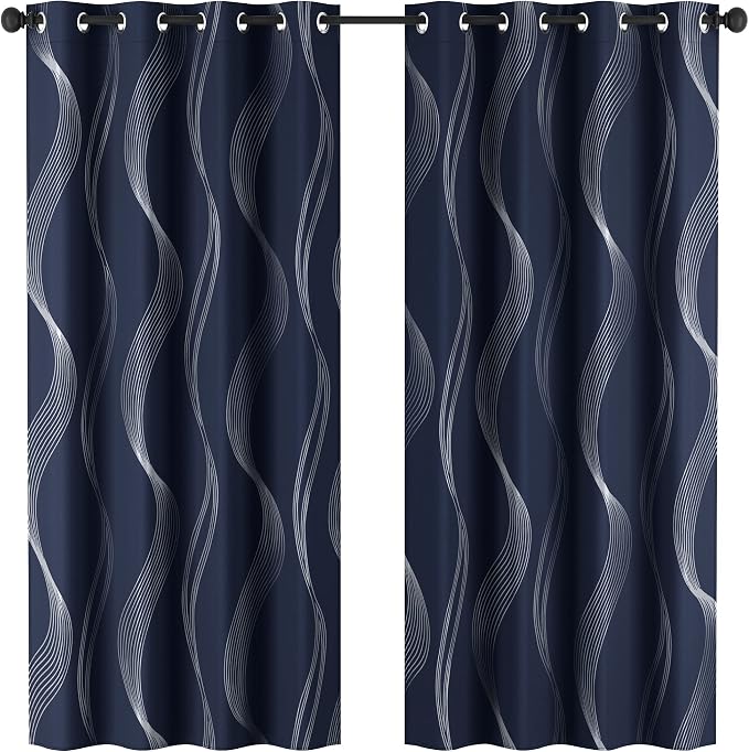 Deconovo Curtains for Living Room, Pattern Blackout Curtains 95 Inches Long | - Image 2
