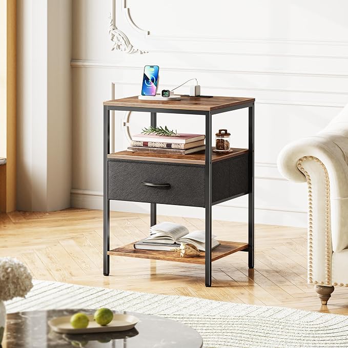 SUPERJARE Nightstand with Charging Station, USB-C Port, Bedside Table | 27.7 - Image 9