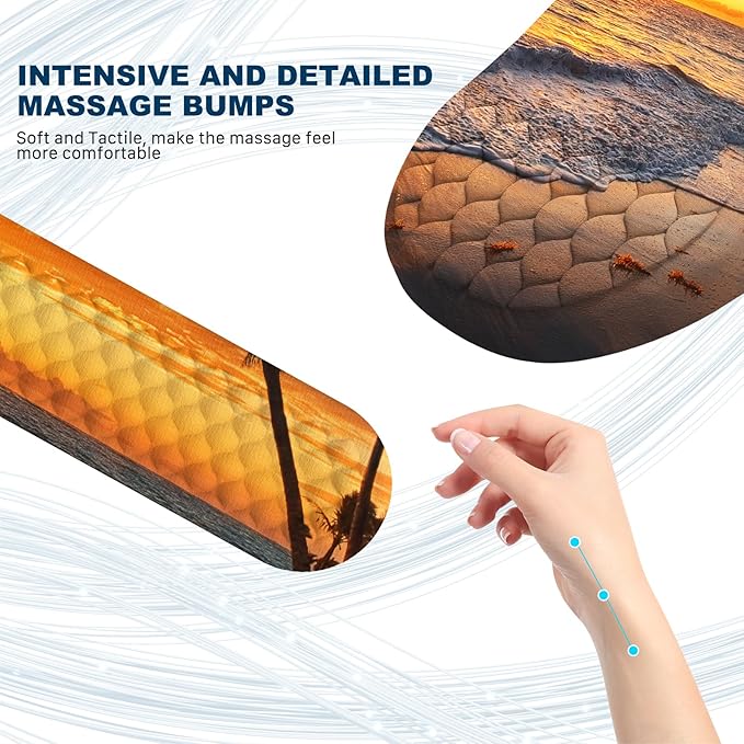 Hasinart Ergonomic Mouse Pad and Keyboard Wrist Rest with Massage Design, Space-Saving Mouse Pad Wrist Support, Memory Foam Wrist Rest with Non-Slip PU Base for Computer Desk, Beach