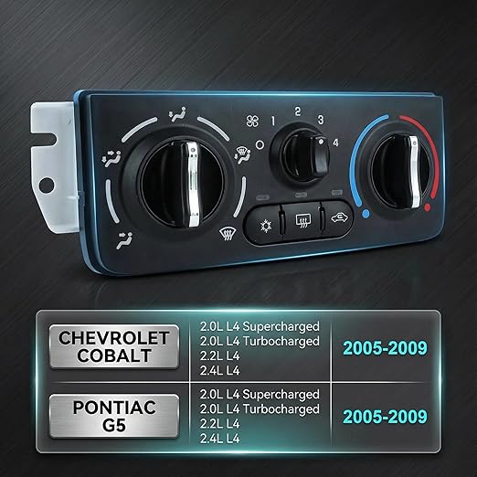 599-141 A/C Control Switch Air Conditioning Climate Control Module, Front Climate Control Module Panel for Chevrolet Cobalt 2005-2009 Pontiac G5 2007-2009, Replace OE# 15213133, 15217879, 15283518