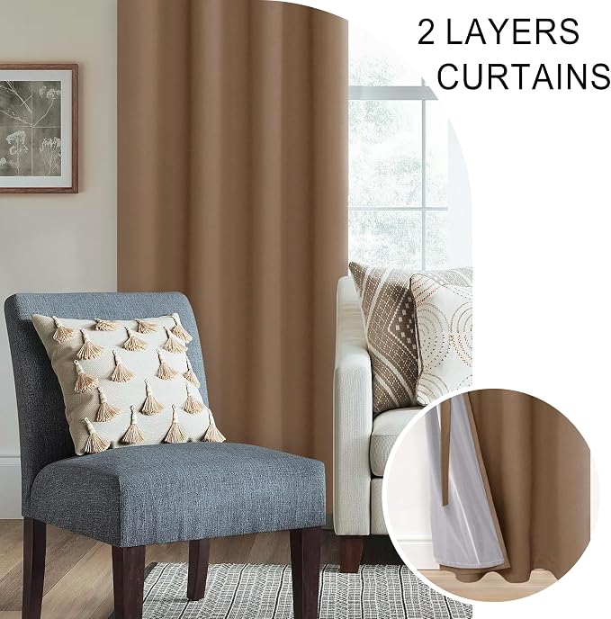 XWZO 100% Blackout Curtains 63 Inches Long - Image 5