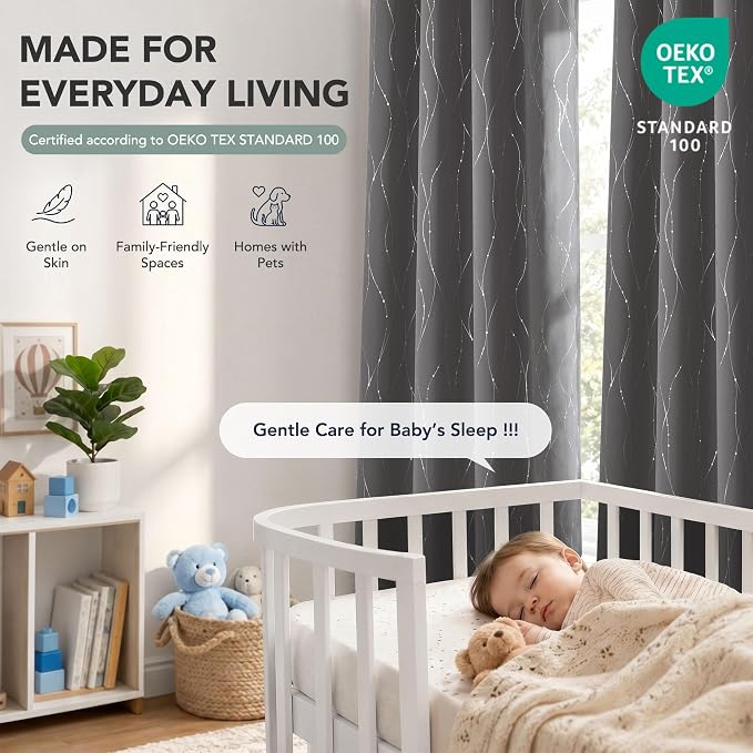 Deconovo 100% Blackout Living Room Curtains 95 Inches Long, Thermal Insulated - Image 5