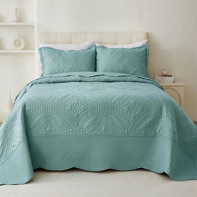 Cmfshape Oversize King Bedspread 114"x102", 3 Pieces California King Size Quilt - Image 2