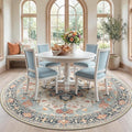 RELEANY Washable Area Rug, Round 7ft, Water Repellent, Pet Friendly, Vintage by RELEANY
