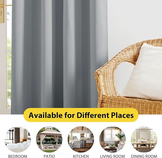 NICETOWN Grey Blackout Curtains - Image 8