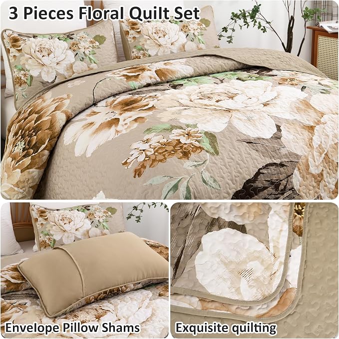 WONGS BEDDING Fall Quilt King Size, Soft Microfiber Reversible Bed Cover Set - Image 5