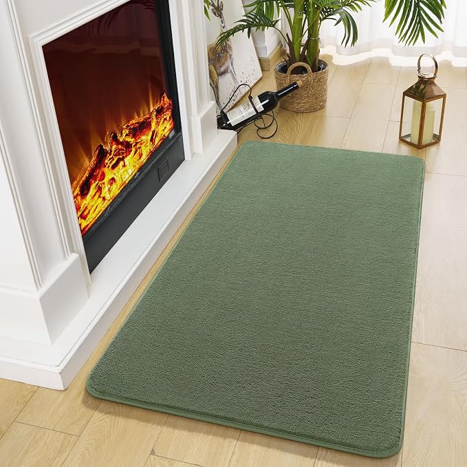 Modern Washable Runner Rugs, 2x4 Sage Green Bedroom Runner Rug | Small Area Rugs - Image 4