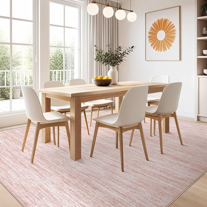 Nakagishi Boho 6x9 Area Rug Living Room Rugs Machine Washable Pink | Soft - Image 7