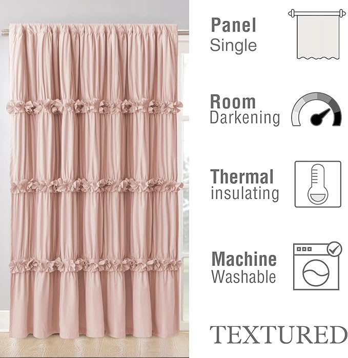 Room Divider Window Curtains, Boho Ruched Blackout Window Treatments - Image 4
