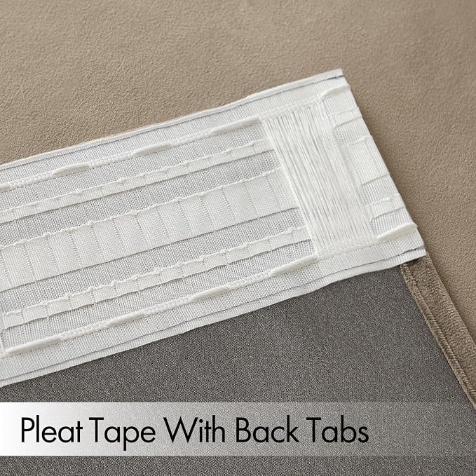 MIULEE Light Taupe Velvet Pinch Pleat Blackout Curtains W52 X L108 Inches | 2 - Image 3