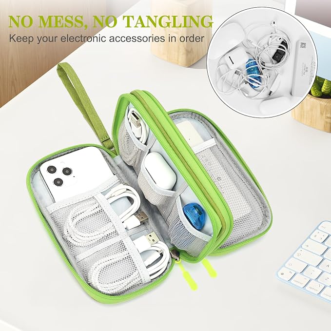 FYY Electronic Organizer, Travel Tech Pouch Bag, Cable Organizer Green | Wrist - Image 5