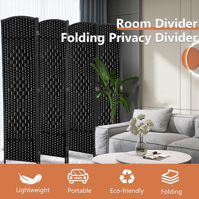 FDW Room Divider 8 Panel Folding Privacy Divider 6 Ft Indoor Wall Divider - Image 3