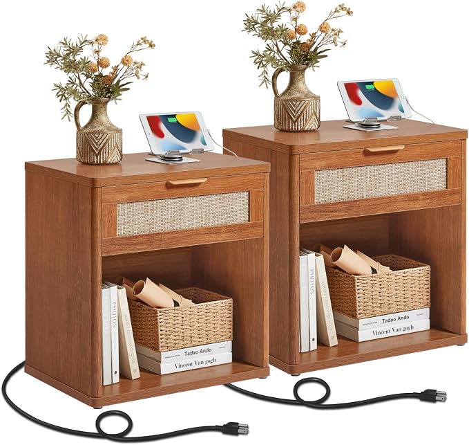LEYAOYAO Rattan 23" Nightstands Set of 2 by LEYAOYAO-Findtheshiningpointofyourideallife%EF%BC%81