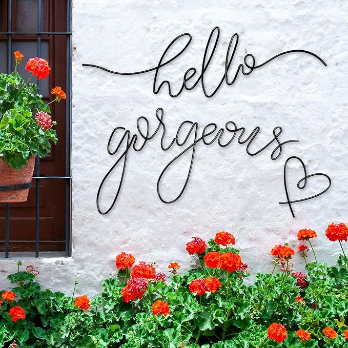 Hicarer Metal Hello Gorgeous Wall Art Minimalist Wall Decor, Classic | - Image 6