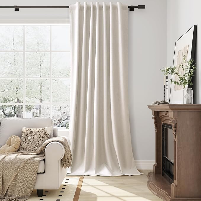 Cream Natural 100% Blackout Linen Curtains - Image 6