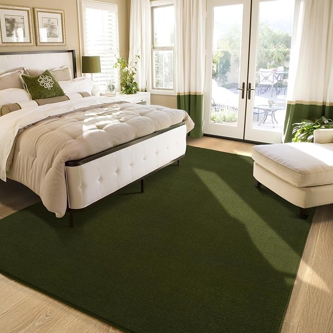 Olive Green Area Rugs for Bedroom Living Room, 5x8 Memory Foam Rug | Thickened - Image 6