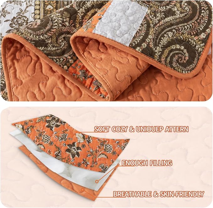 BEDIFANY Cotton California King Quilt, 100% Cotton Cover Fall Bedspread | - Image 4