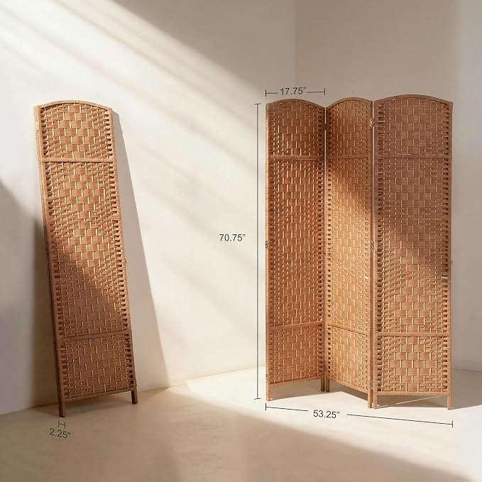 HOMCOM Room Divider 3-Panel, 6FT-Tall Folding Privacy Screen, Natural | - Image 7