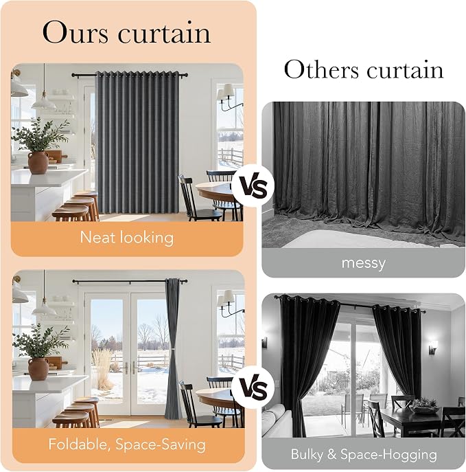 RYB HOME Accordion Style Room Divider Curtains 100% Blackout | Curtain - Image 6