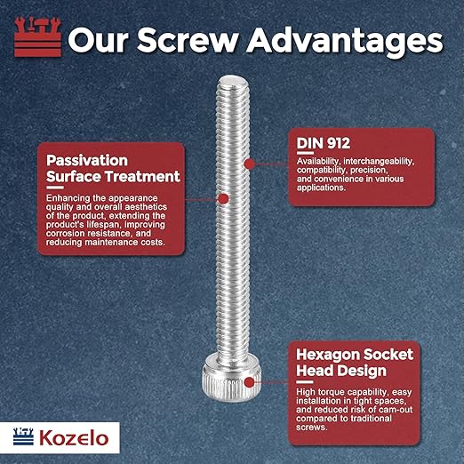 Kozelo 50pcs Socket Head Cap Screws - [M4-0.7 x 35mm] 304 Stainless Steel Allen Socket Drive for Electrical Motor 3D Printing Fan Engine Replacement Use, Silver